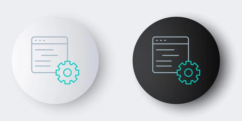 Line Computer api interface icon isolated on grey background. Application 스톡 일러스트