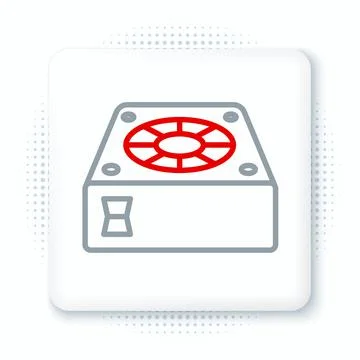 Line Computer cooler icon isolated on white background. PC hardware fan Stock Illustration