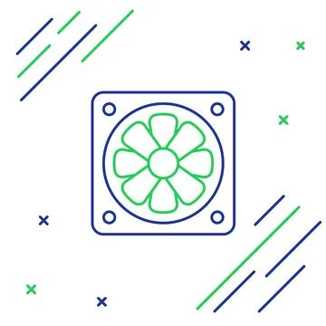 Line Computer cooler icon isolated on white background. PC hardware fan 库存插图