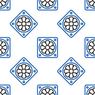 Line Computer cooler icon isolated seamless pattern on white background. PC Stock Illustration