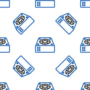 Line Computer cooler icon isolated seamless pattern on white background. PC Illustrazione stock