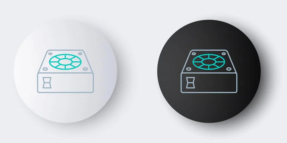 Line Computer cooler icon isolated on grey background. PC hardware fan. Col.. Stockillustratie