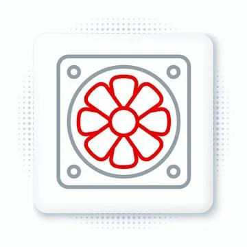 Line Computer cooler icon isolated on white background. PC hardware fan. Co.. Stock Illustration