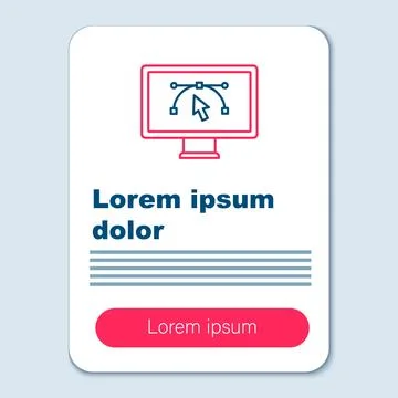Line Computer display with vector design program icon isolated on isolated .. Stock Illustration