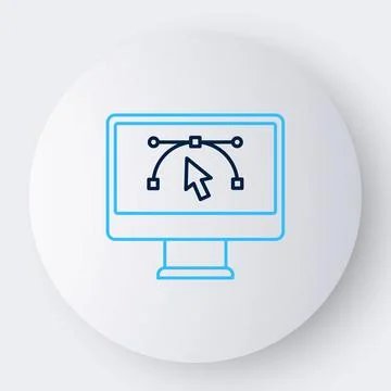 Line Computer display with vector design program icon isolated on isolated .. Stock Illustration