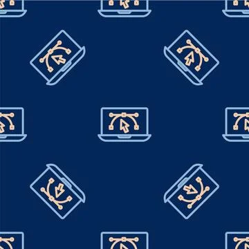 Line Computer display with vector design program icon isolated on isolated .. Stock Illustration