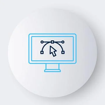 Line Computer display with vector design program icon isolated on isolated .. Stock Illustration