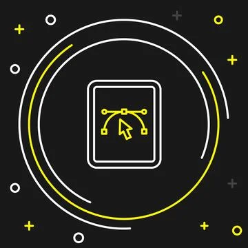 Line Computer display with vector design program icon isolated on isolated .. Stock Illustration