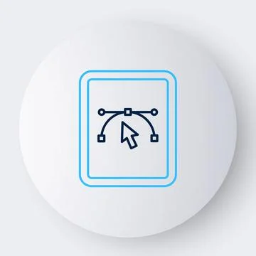 Line Computer display with vector design program icon isolated on isolated .. Illustrazione stock