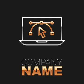 Line Computer display with vector design program icon isolated on isolated .. イラスト素材