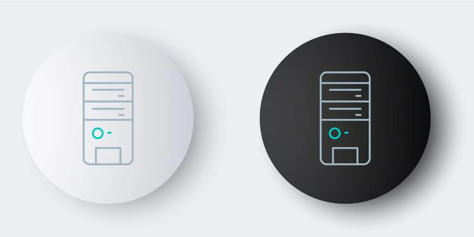 Line Computer icon isolated on grey background. PC component sign. Colorful Stock Illustration