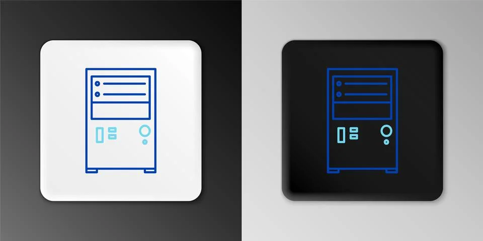 Line Computer icon isolated on grey background. PC component sign. Colorful Stock-Illustration