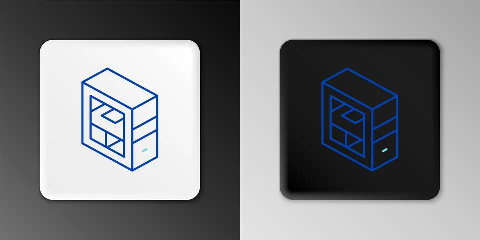 Line Computer icon isolated on grey background. PC component sign. Colorful Illustrazione stock