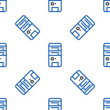 Line Computer icon isolated seamless pattern on white background. PC component Stock Illustration