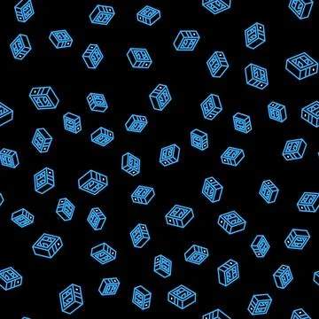 Line Computer icon isolated seamless pattern on black background. PC component Illustrazione stock