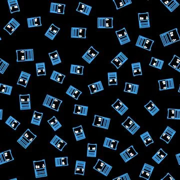 Line Computer icon isolated seamless pattern on black background. PC component Stock Illustration
