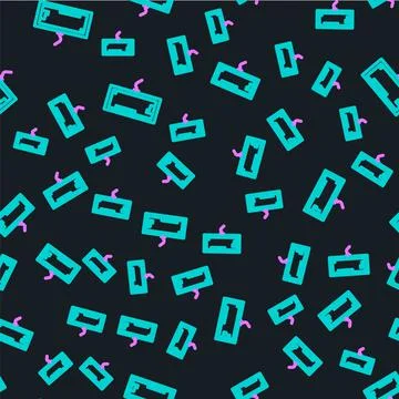 Line Computer keyboard icon isolated seamless pattern on black background. PC Stock Illustration