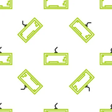 Line Computer keyboard icon isolated seamless pattern on white background. PC Stock Illustration