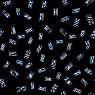 Line Computer keyboard icon isolated seamless pattern on black background. PC Stock Illustration