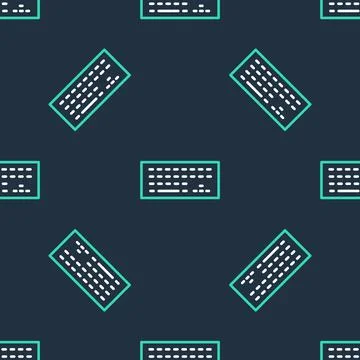 Line Computer keyboard icon isolated seamless pattern on black background. PC Stock Illustration