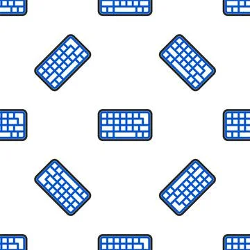 Line Computer keyboard icon isolated seamless pattern on white background. PC Stock Illustration