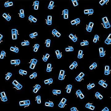 Line Computer keyboard icon isolated seamless pattern on black background. PC Stock Illustration