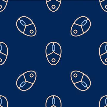 Line Computer mouse gaming icon isolated seamless pattern on blue background Stock Illustration