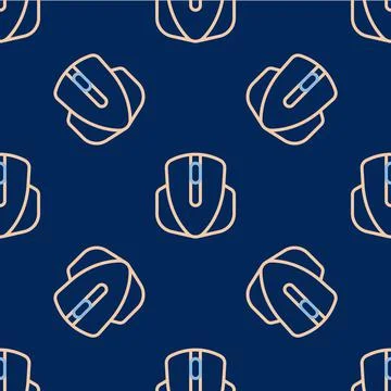 Line Computer mouse gaming icon isolated seamless pattern on blue background Stock Illustration