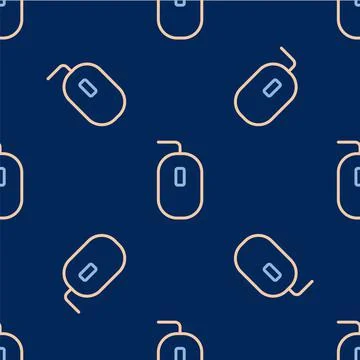 Line Computer mouse gaming icon isolated seamless pattern on blue background Stock Illustration