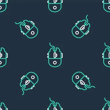 Line Computer mouse gaming icon isolated seamless pattern on black background Stock Illustration