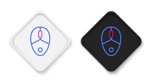 Line Computer mouse gaming icon isolated on white background. Optical with wh Illustrazione stock