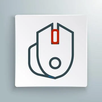 Line Computer mouse gaming icon isolated on white background. Optical with wh イラスト素材