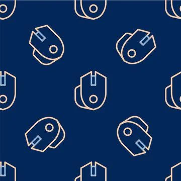 Line Computer mouse gaming icon isolated seamless pattern on blue background 스톡 일러스트