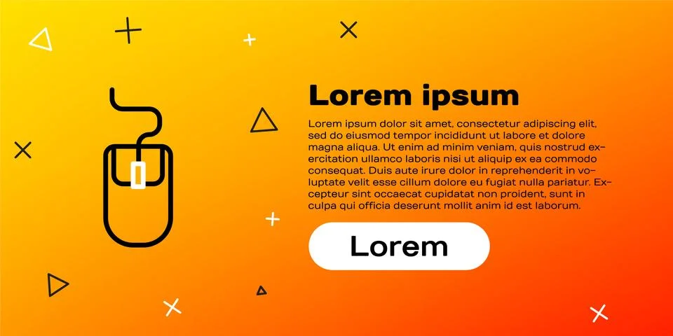 Line Computer mouse icon isolated on yellow background. Optical with wheel Ilustración de archivo