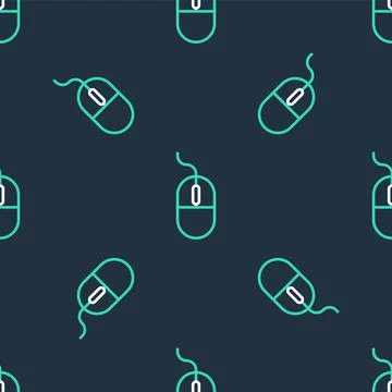Line Computer mouse icon isolated seamless pattern on black background. Optical Illustrazione stock