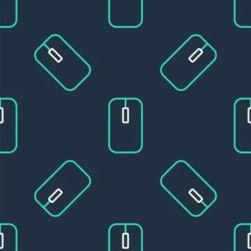 Line Computer mouse icon isolated seamless pattern on black background. Optical Stock Illustration