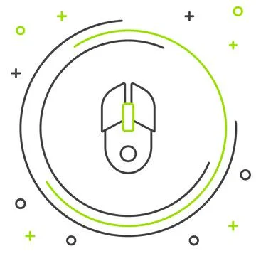 Line Computer mouse icon isolated on white background. Optical with wheel symbol Stock Illustration