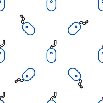Line Computer mouse icon isolated seamless pattern on white background. Optical Stock Illustration