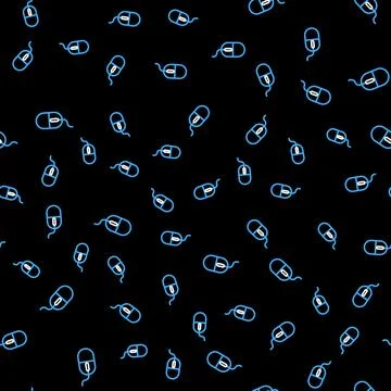 Line Computer mouse icon isolated seamless pattern on black background. Optical Stock Illustration