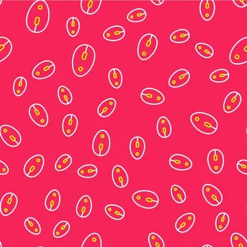 Line Computer mouse icon isolated seamless pattern on red background. Optical 스톡 일러스트