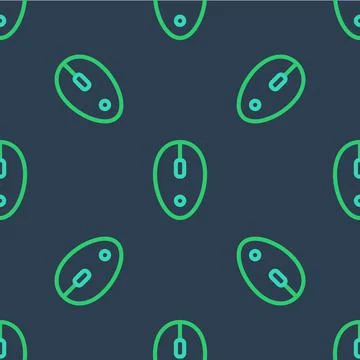 Line Computer mouse icon isolated seamless pattern on blue background. Optical Stock Illustration