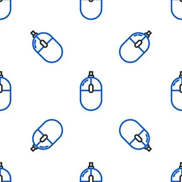 Line Computer mouse icon isolated seamless pattern on white background. Optical Stock Illustration