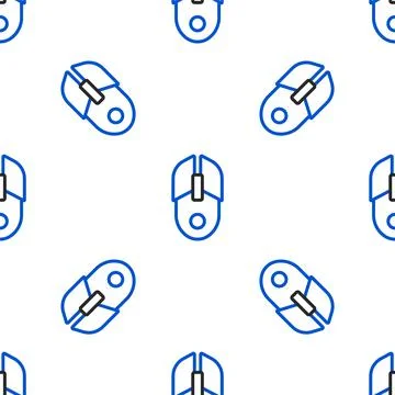 Line Computer mouse icon isolated seamless pattern on white background. Optical 스톡 일러스트