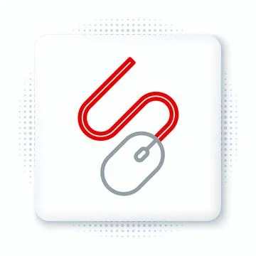 Line Computer mouse icon isolated on white background. Optical with wheel s.. Stock Illustration