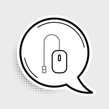 Line Computer mouse icon isolated on grey background. Optical with wheel symb Stock Illustration