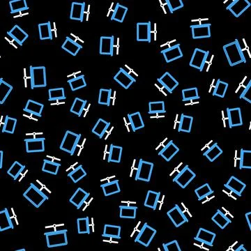 Line Computer network icon isolated seamless pattern on black background. Laptop Stock Illustration