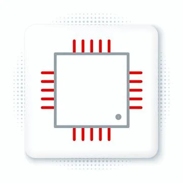 Line Computer processor with microcircuits CPU icon isolated on white background イラスト素材
