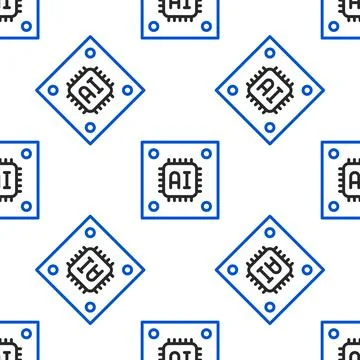 Line Computer processor with microcircuits CPU icon isolated seamless pattern on Stock Illustration