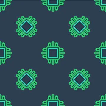 Line Computer processor with microcircuits CPU icon isolated seamless pattern on Stock Illustration