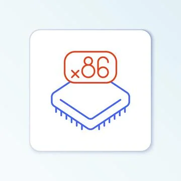 Line Computer processor with microcircuits CPU icon isolated on white background イラスト素材